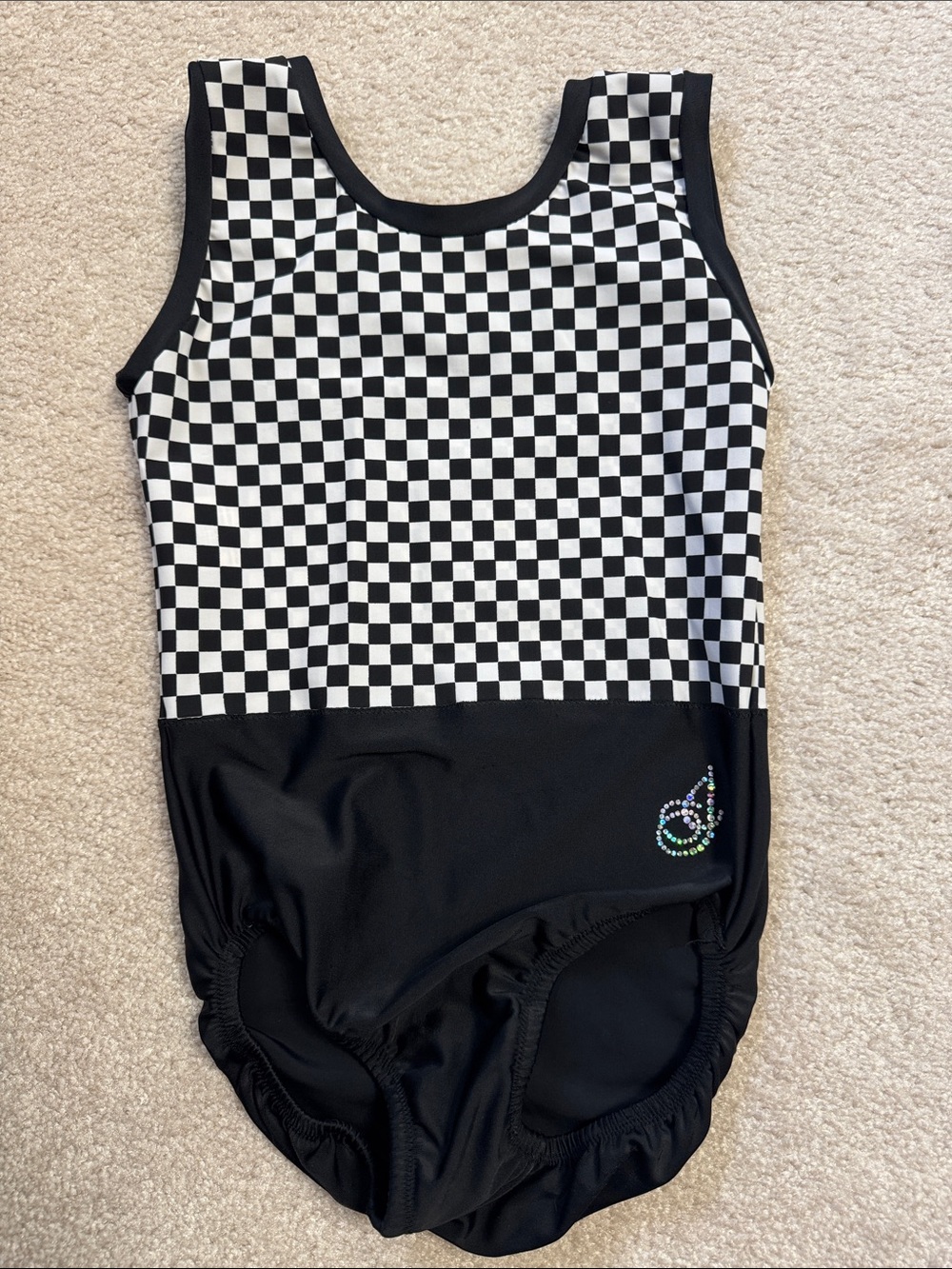 Jagwear checked gymnastics leotard
